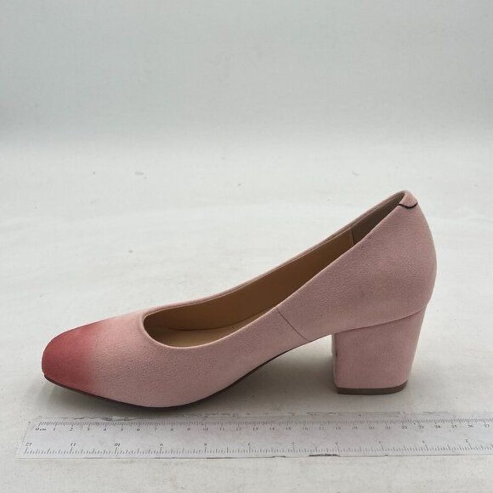 FOWT Pink Suede Square Toe Chunky Heel Pump Office Business Ladies Dress Shoe
